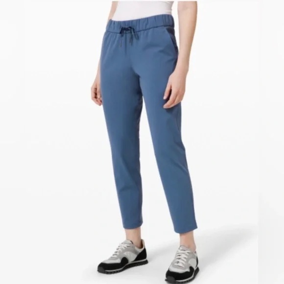 Lululemon Womens lounge Pants 6 Code Blue Ankle Tapered Pull On Logo comfy soft - Picture 1 of 6